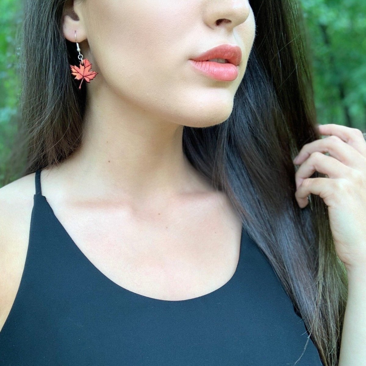 Maple Leaf Wooden Dangle Earrings - Stud - Cate's Concepts, LLC