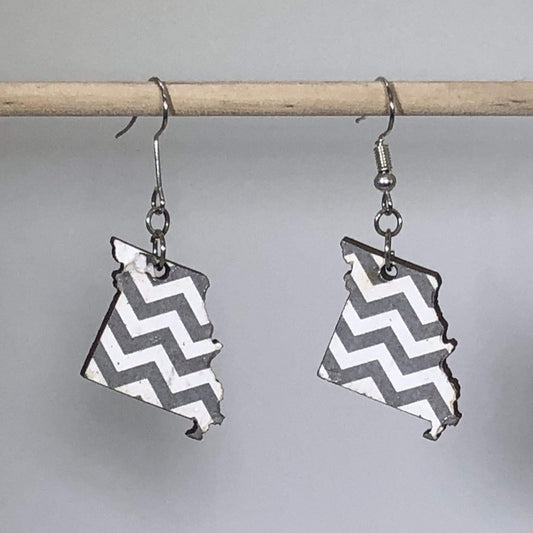 Missouri Chevron Wooden Dangle Earrings - - Cate's Concepts, LLC