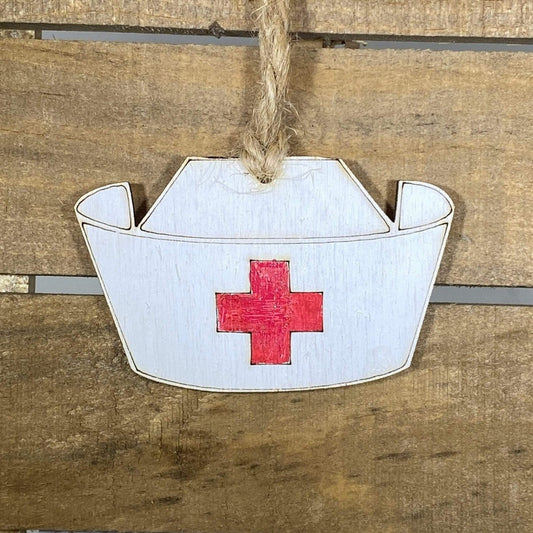 Nurse Hat Wooden Christmas Ornaments - - Cate's Concepts, LLC