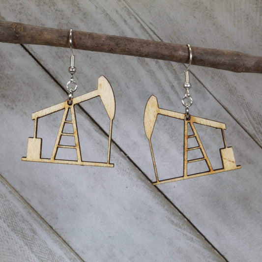 Oil Rig Pump Jack Dangle Earrings - - Cate's Concepts, LLC