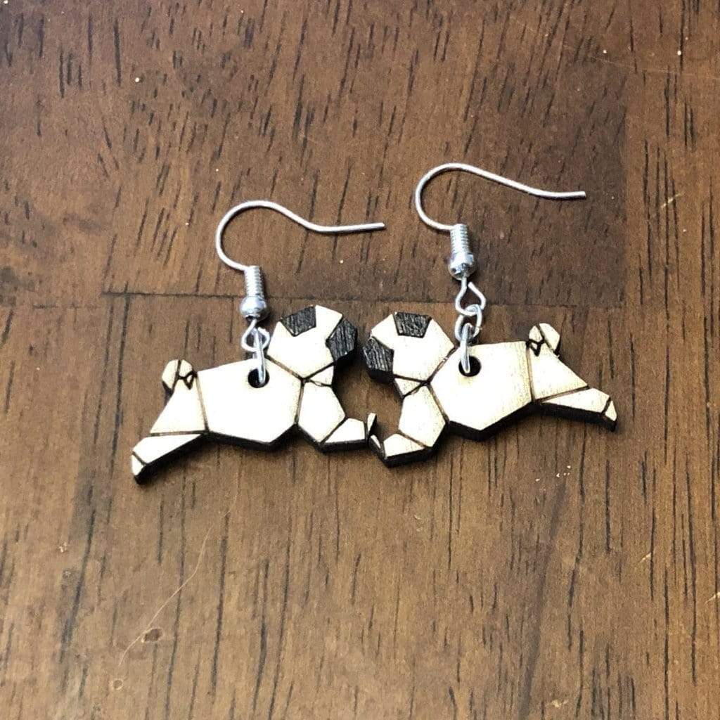 Origami Pug Dangle Earrings - - Cate's Concepts, LLC