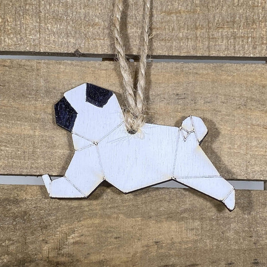 Origami Pug Wooden Christmas Ornaments - - Cate's Concepts, LLC