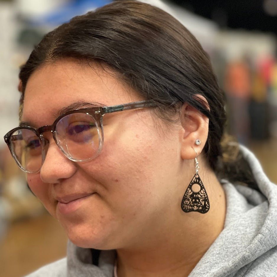 Ouija Planchette Cut Out Wooden Dangle Earring - - Cate's Concepts, LLC