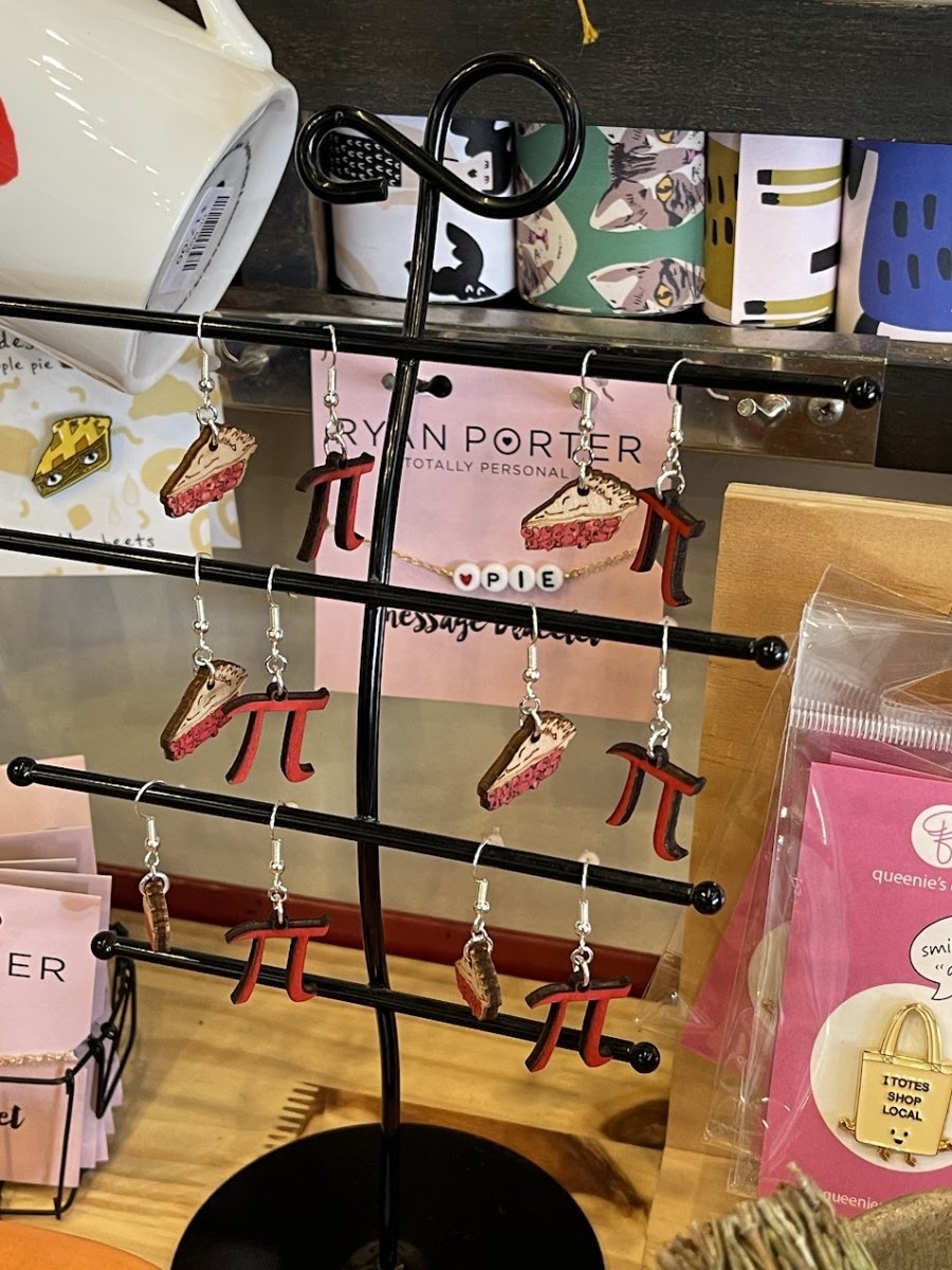 Pi & Pie Wooden Dangle Earrings - Green - Cate's Concepts, LLC