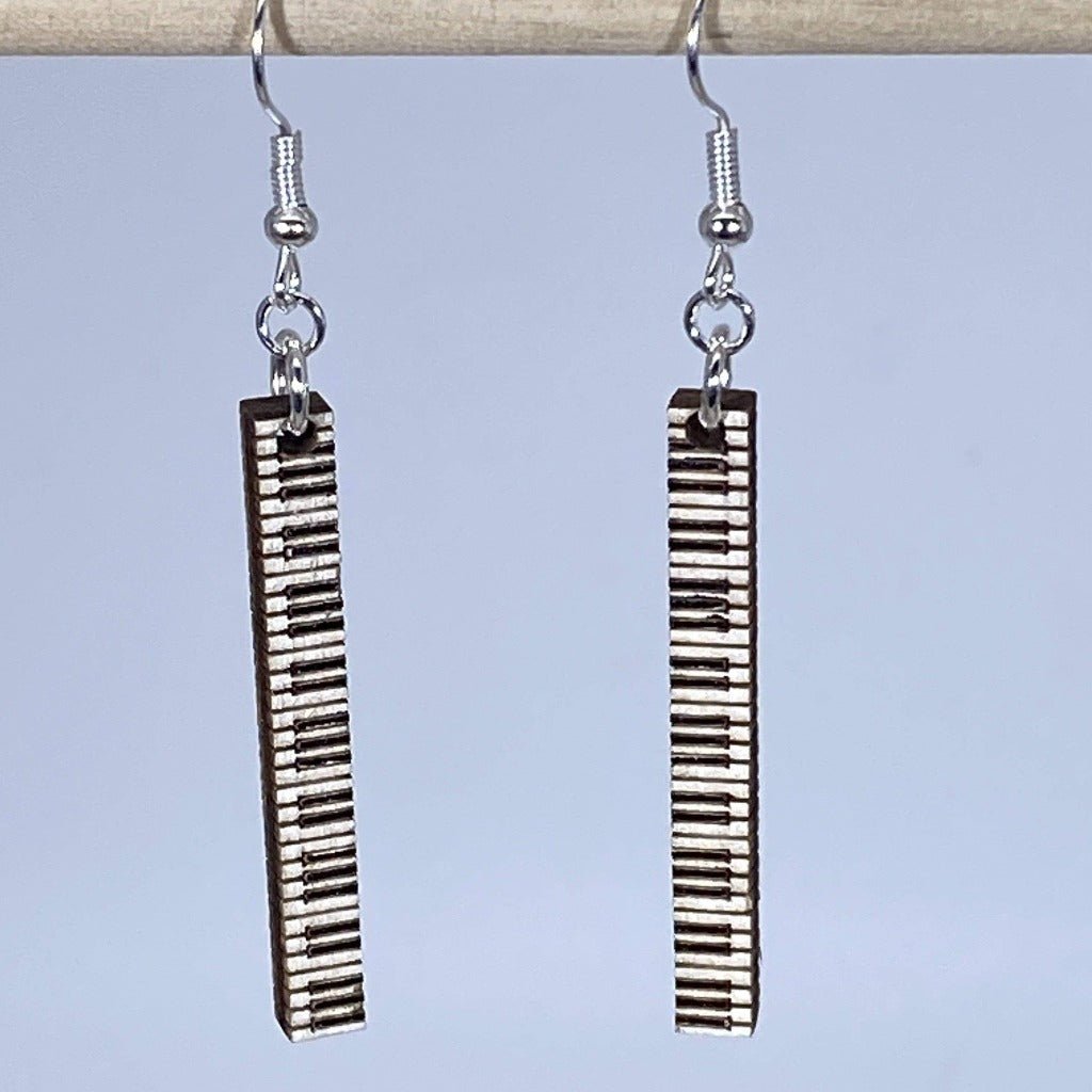 Piano Keyboard Bar Wooden Dangle Earrings - - Cate's Concepts, LLC