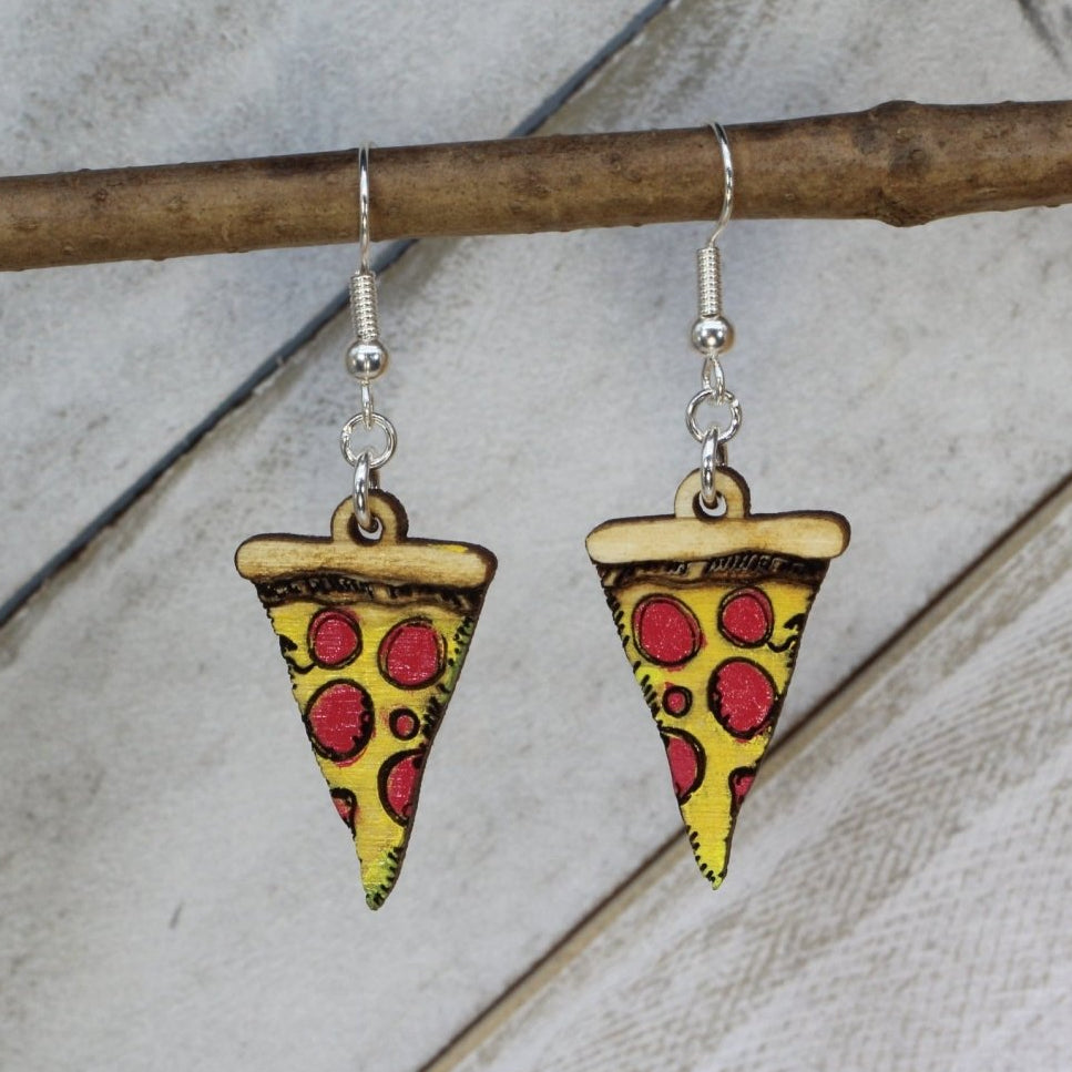 Pizza Party Wooden Earrings - Fun Food Lover Gift Idea - - Cate's Concepts, LLC