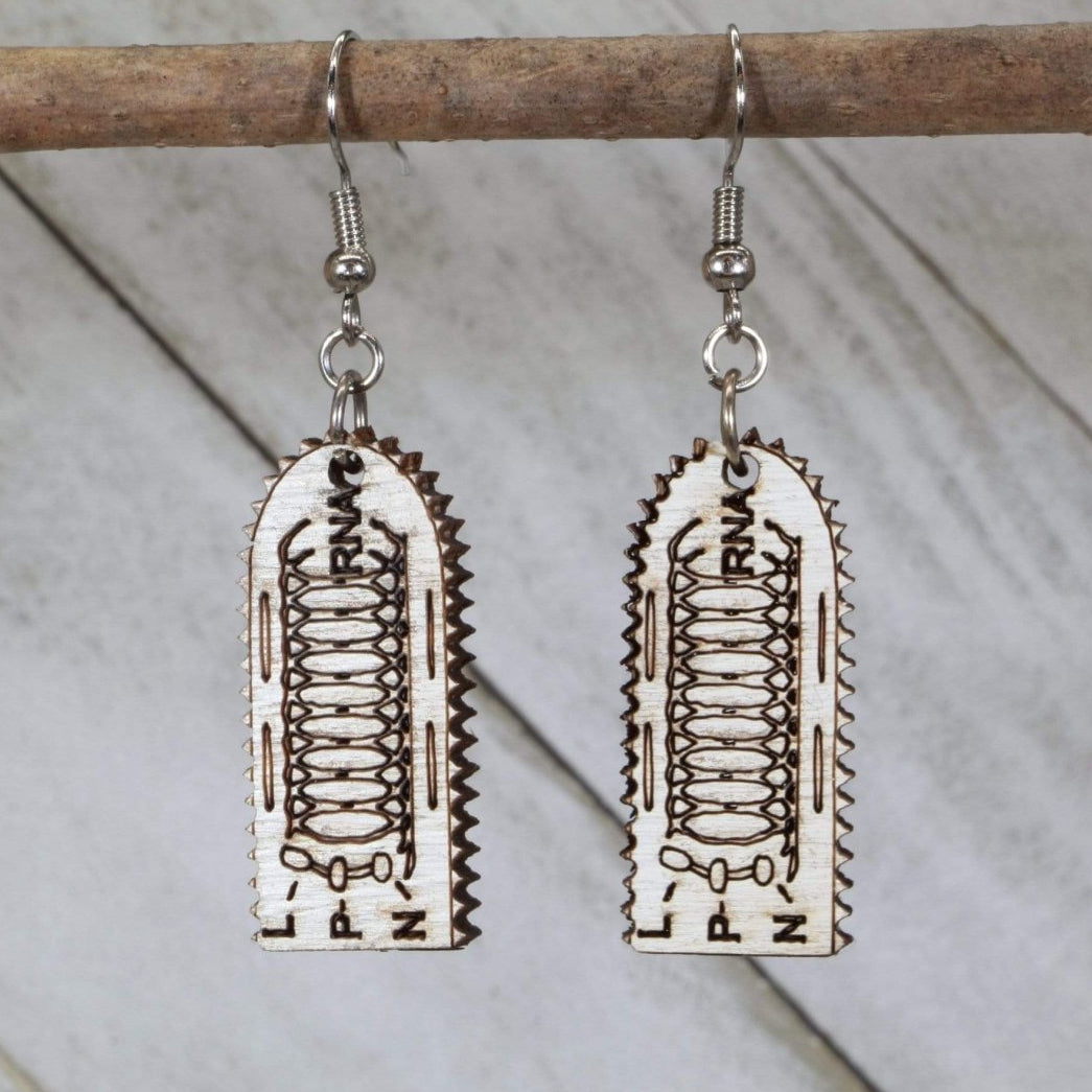 Rabies Wooden Dangle Earrings - - Cate's Concepts, LLC