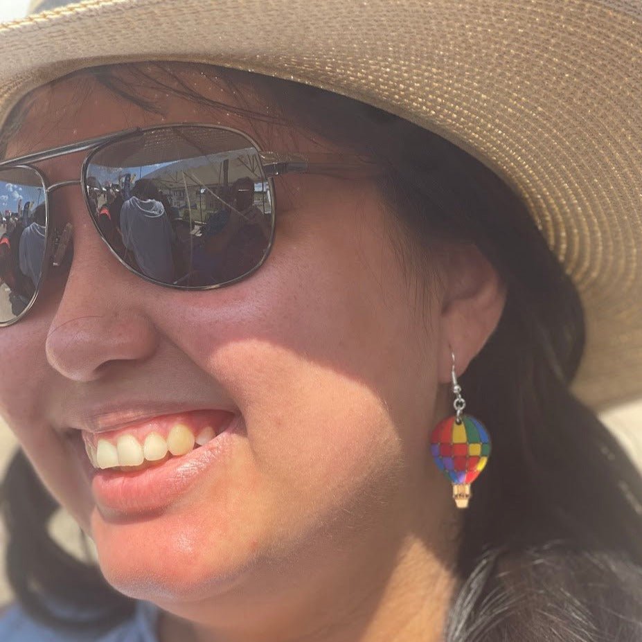 Rainbow Hot Air Balloon Earrings - - Cate's Concepts, LLC