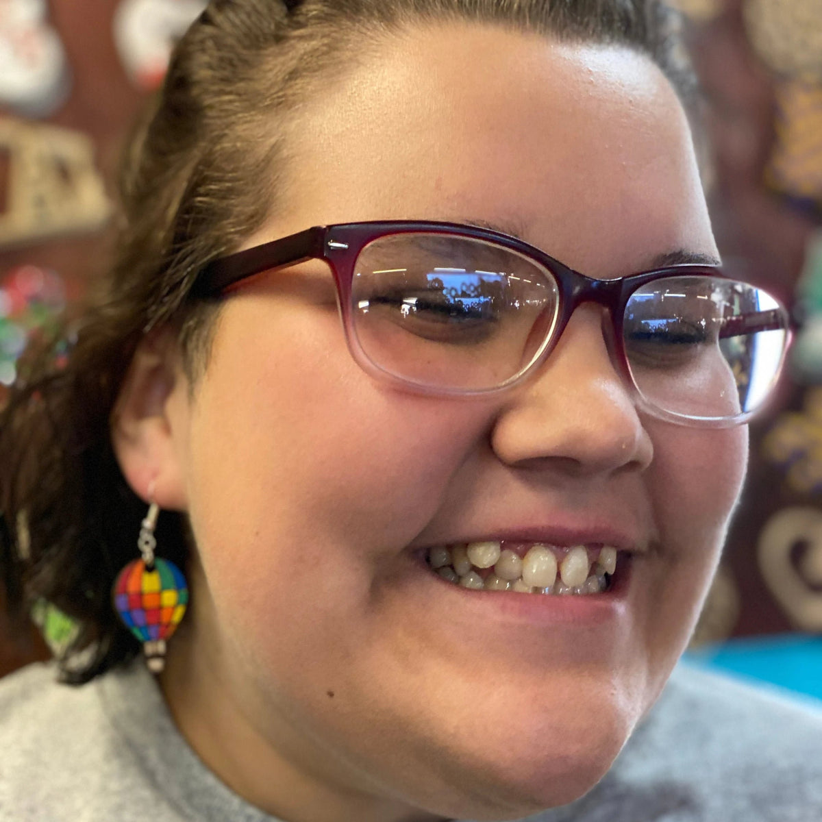 Rainbow Hot Air Balloon Earrings - - Cate's Concepts, LLC