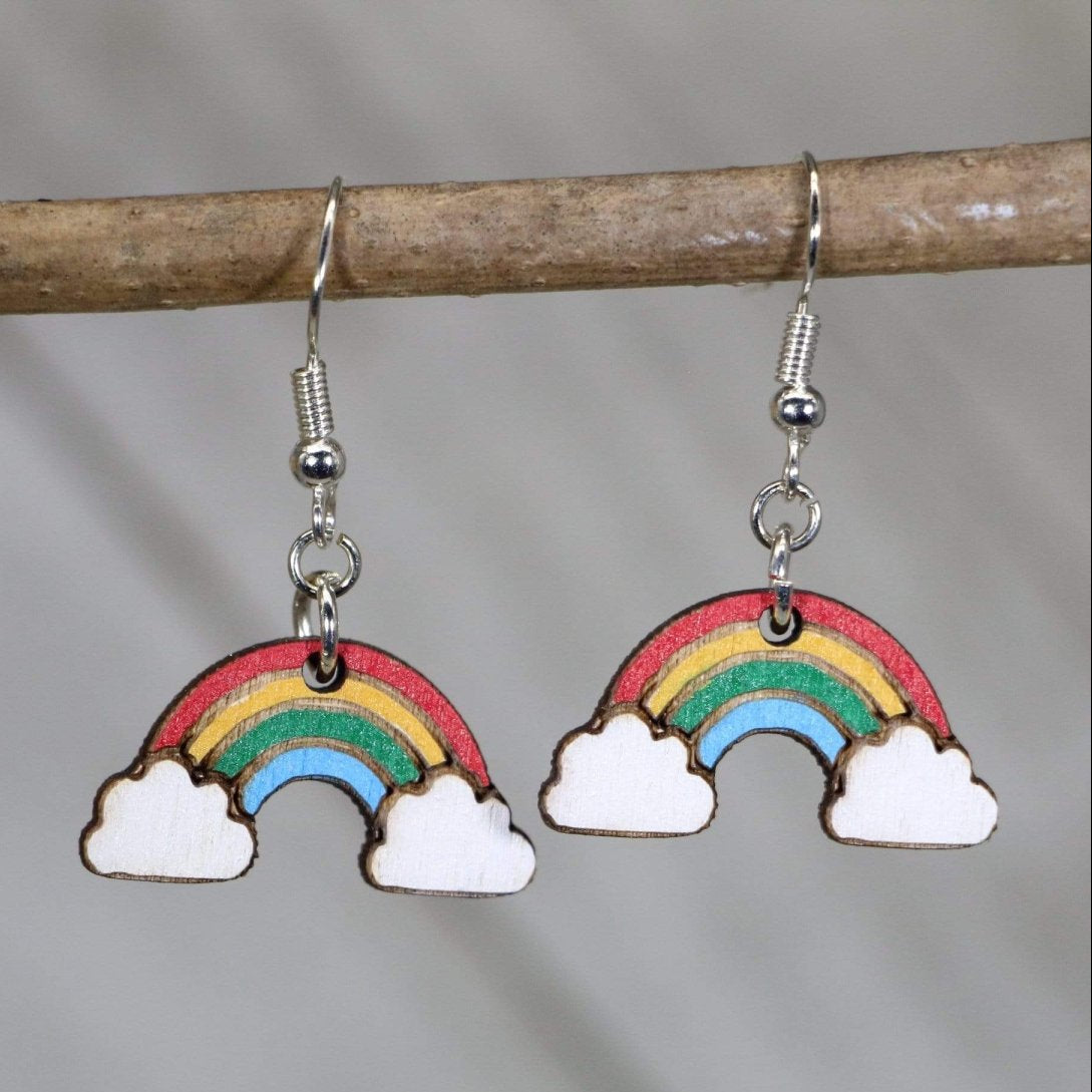 Rainbow Wooden Dangle Earrings - Dangle - Cate's Concepts, LLC