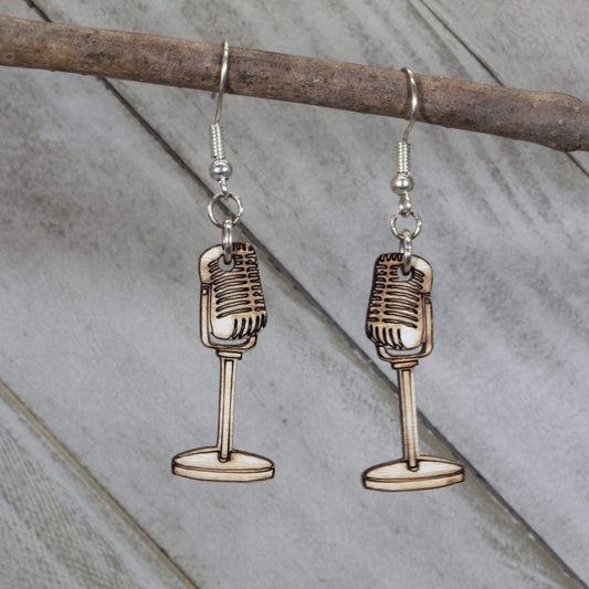 Retro Microphones Dangle Earrings - - Cate's Concepts, LLC