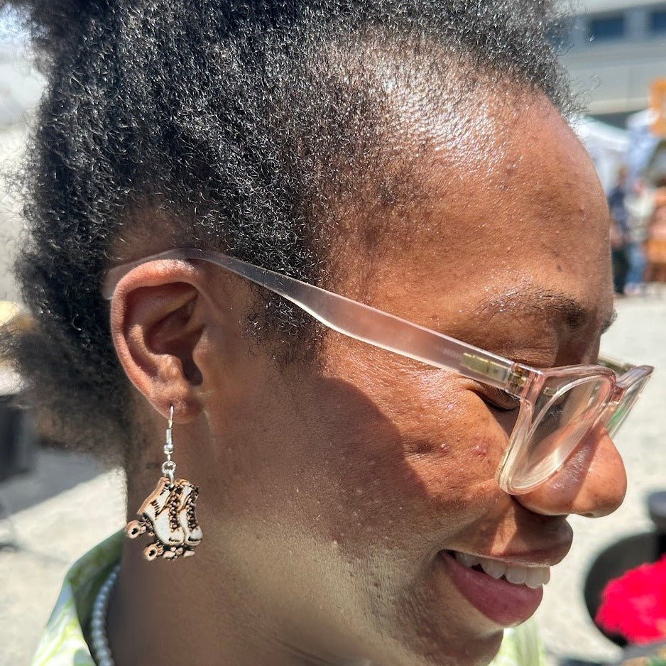 Roller Derby Skate Wooden Dangle Earrings - - Cate's Concepts, LLC