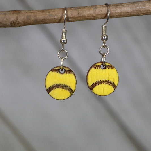 Softball Dangle Wooden Dangle Earrings - Dangle - Cate's Concepts, LLC