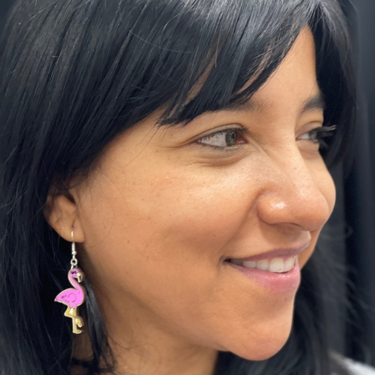 Standing Pink Flamingos Wooden Dangle Earrings - - Cate's Concepts, LLC