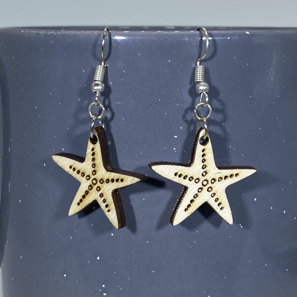 Starfish Wooden Dangle Earrings - - Cate's Concepts, LLC