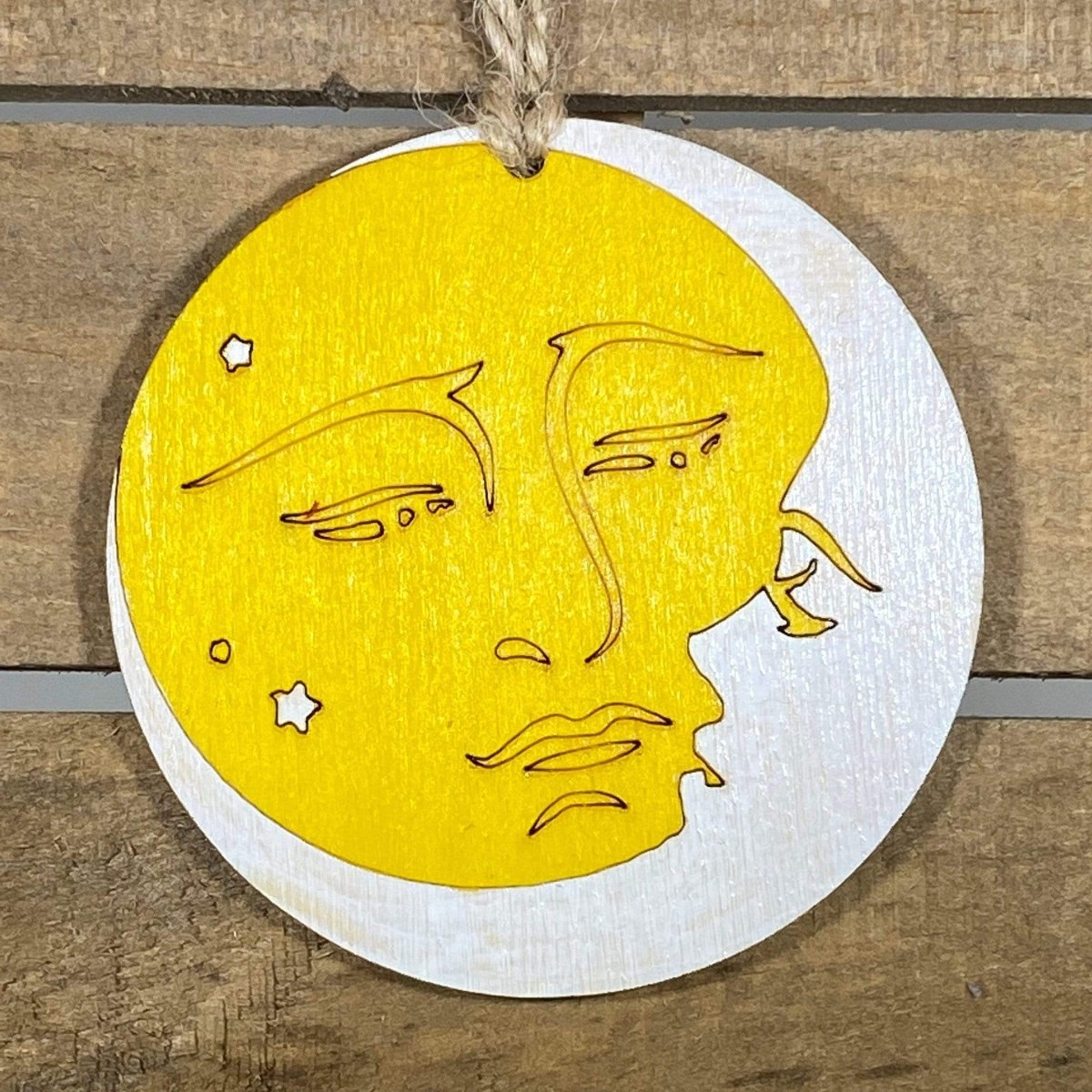 Sun Moon Embrace Wooden Christmas Ornament - - Cate's Concepts, LLC