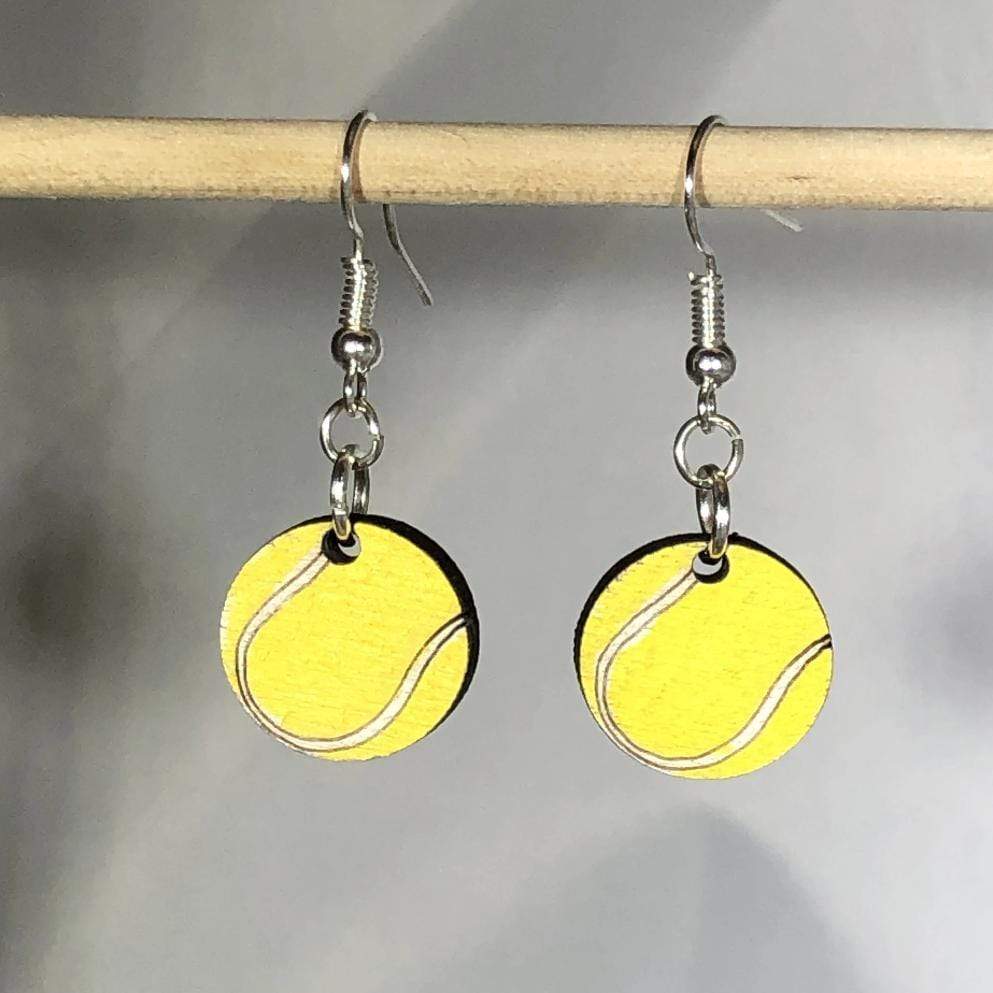 Tennis Ball Wooden Dangle Earrings - Dangle - Cate's Concepts, LLC