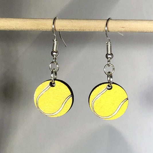 Tennis Ball Wooden Dangle Earrings - Dangle - Cate's Concepts, LLC