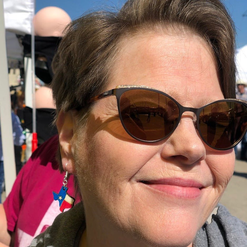 Texas State Flag Wooden Dangle Earrings - - Cate's Concepts, LLC