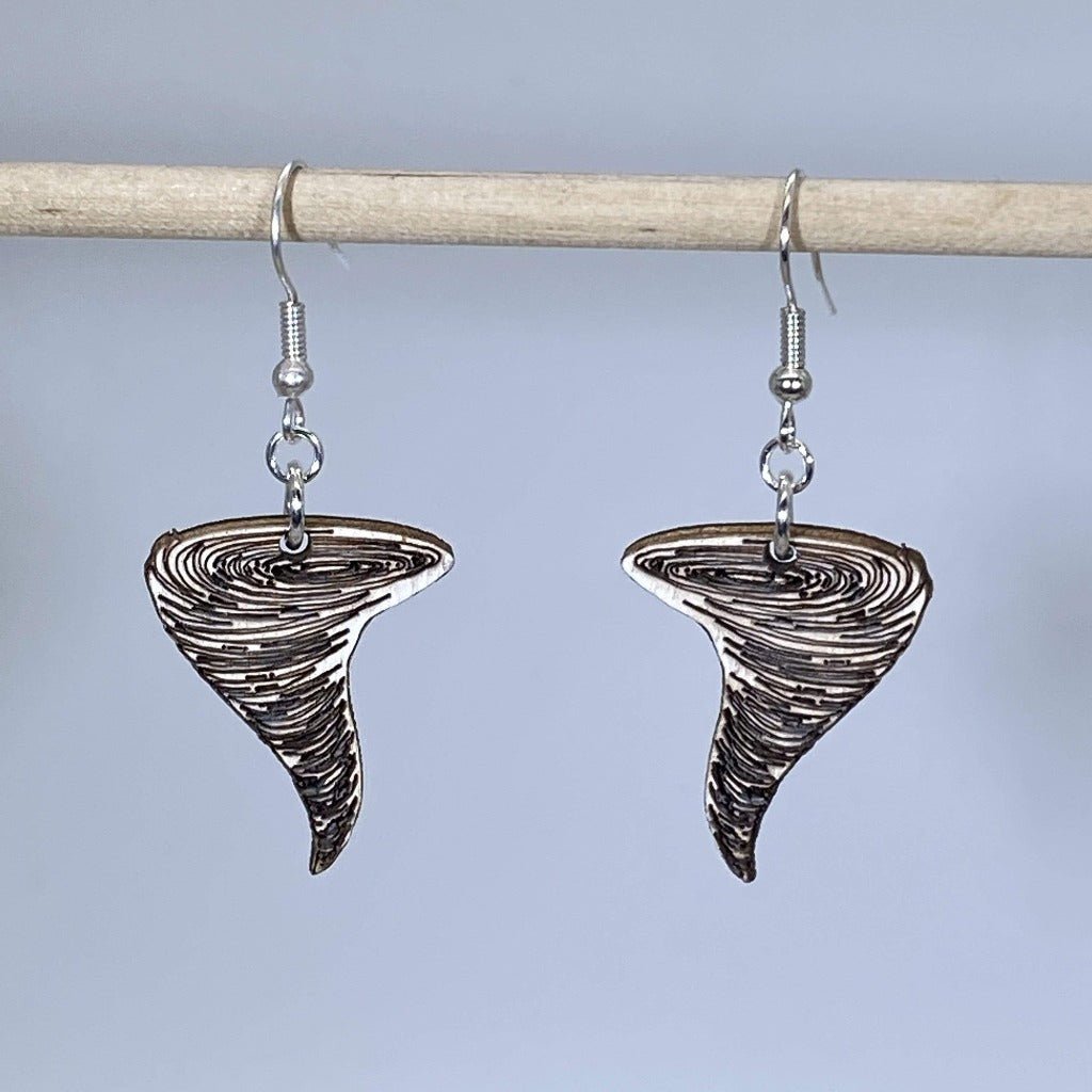 Tornado Wooden Dangle Earrings - - Cate's Concepts, LLC