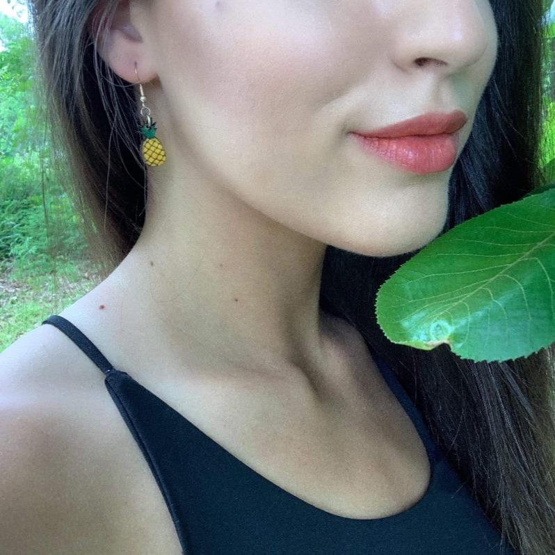 Tropical Pineapples Wooden Dangle Earrings - Stud - Cate's Concepts, LLC