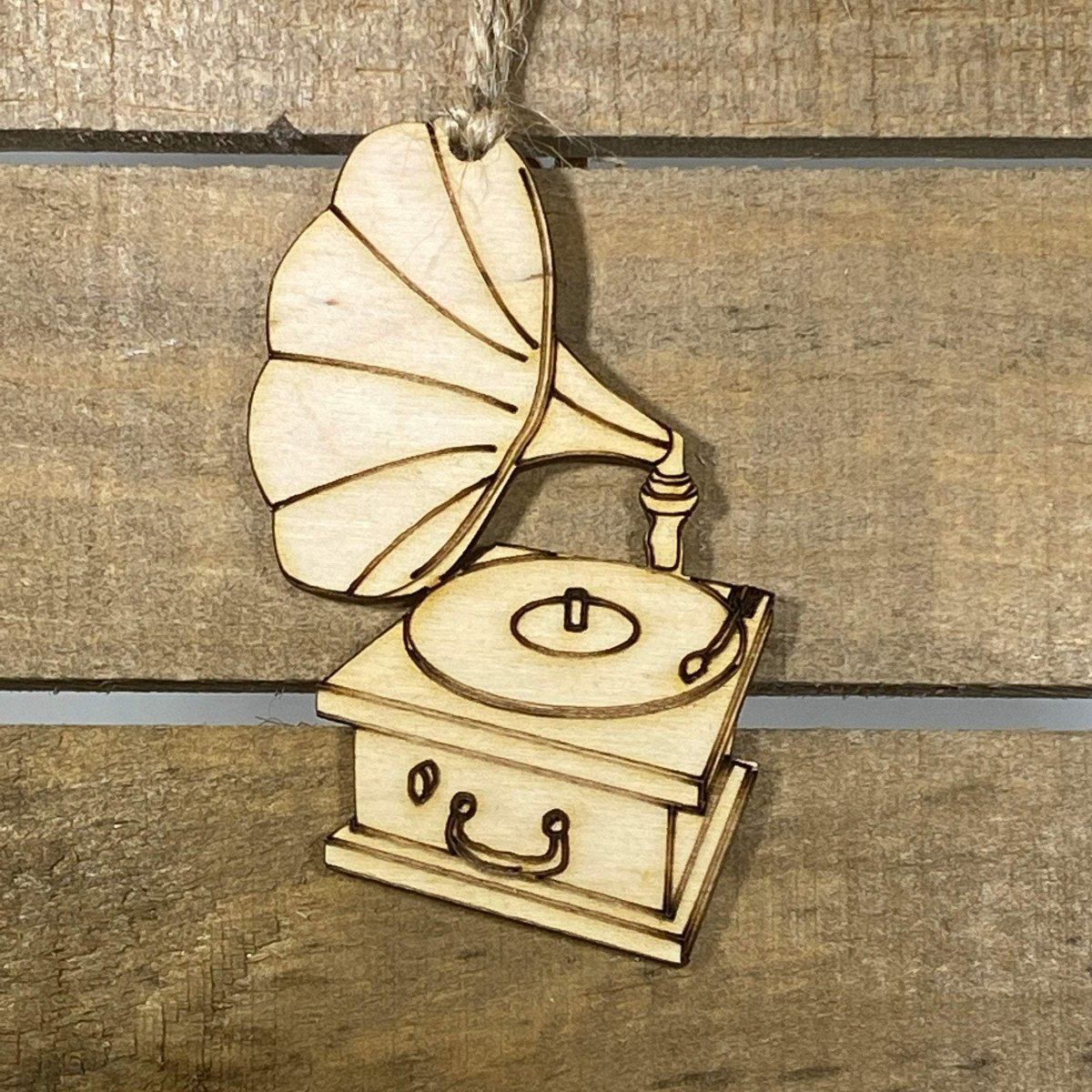 Victorian Gramophone Wooden Ornaments - - Cate's Concepts, LLC