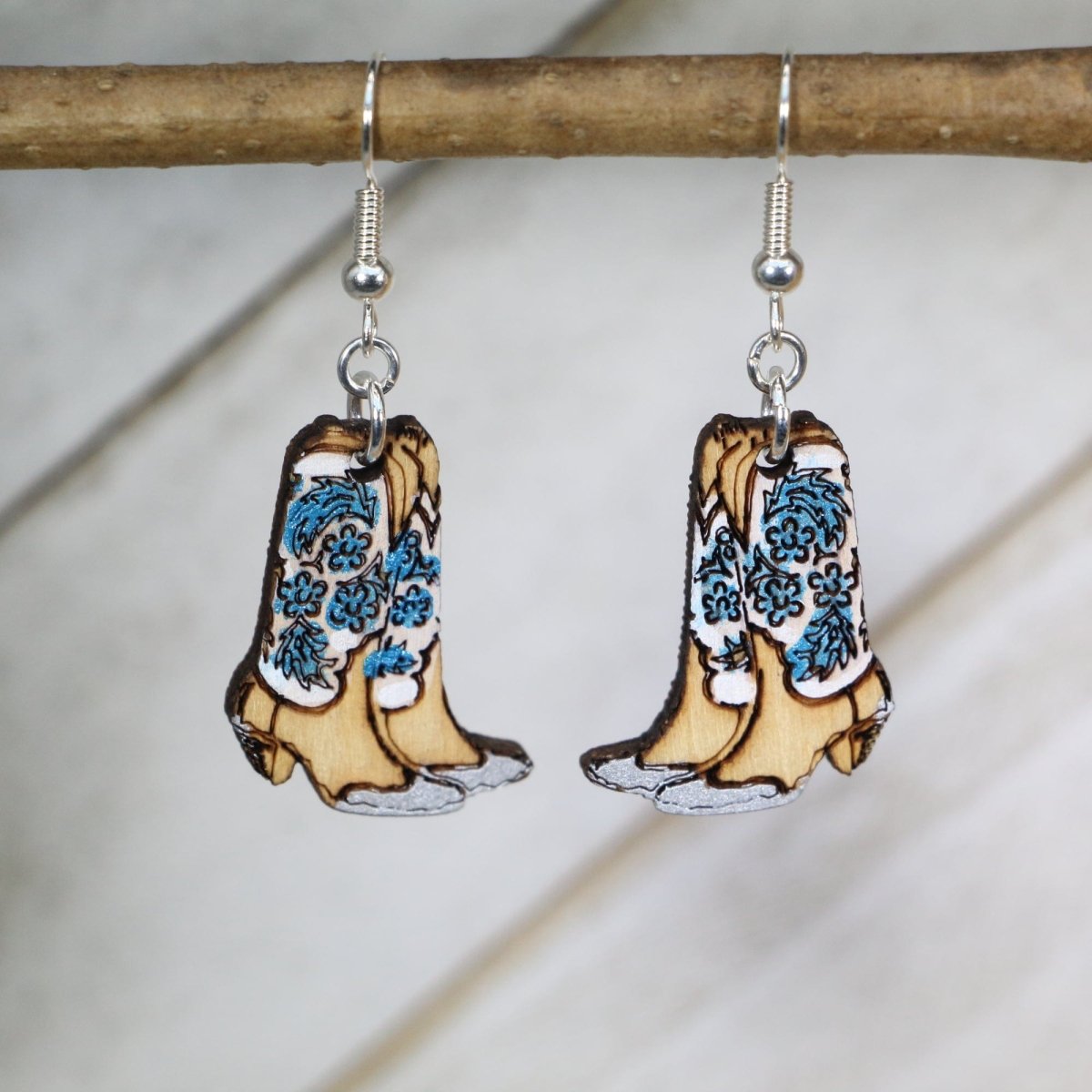 Western Cowboy Boots Dangle Earrings - Turquois - Cate's Concepts, LLC