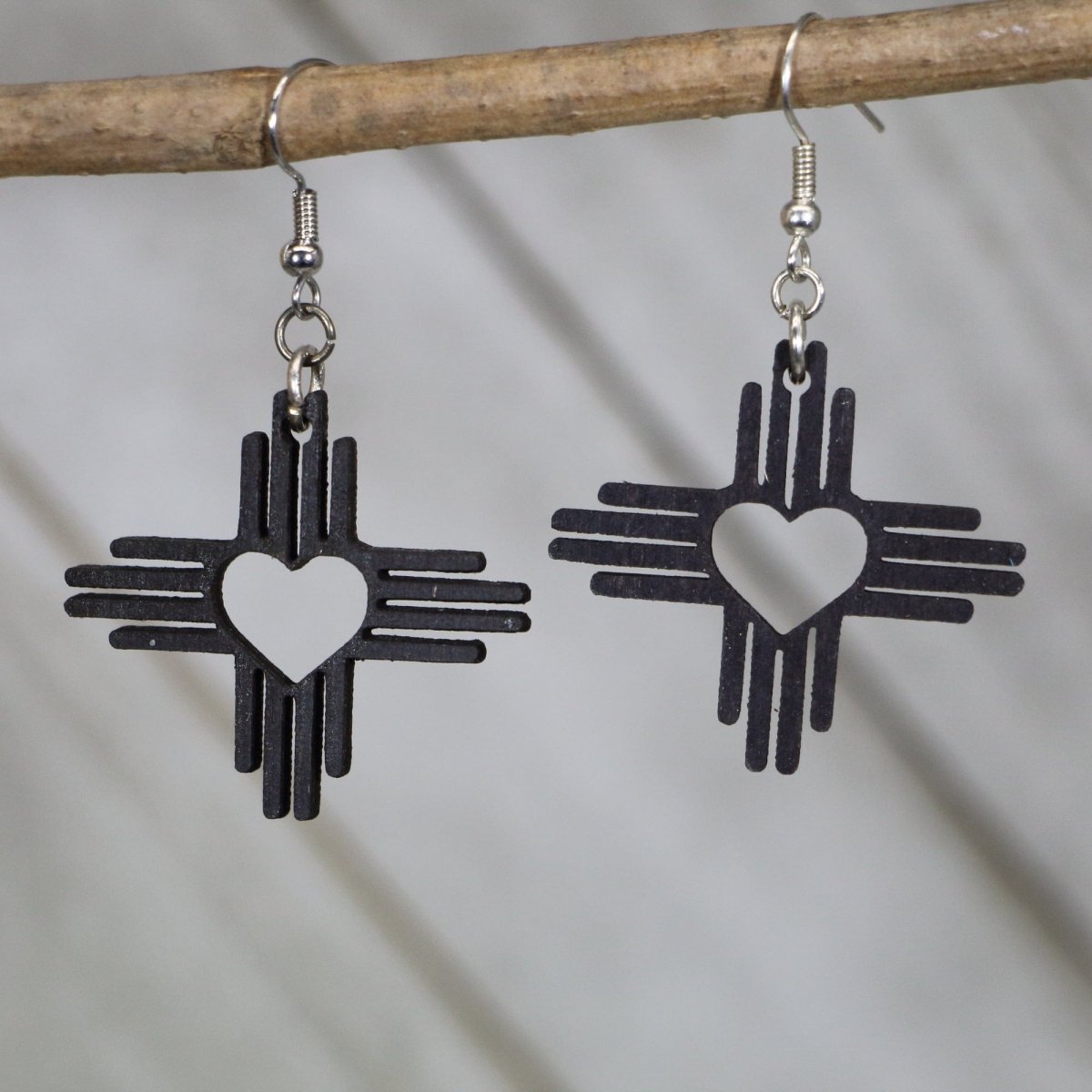 Zia Heart Wooden Dangle Earrings - - Cate's Concepts, LLC