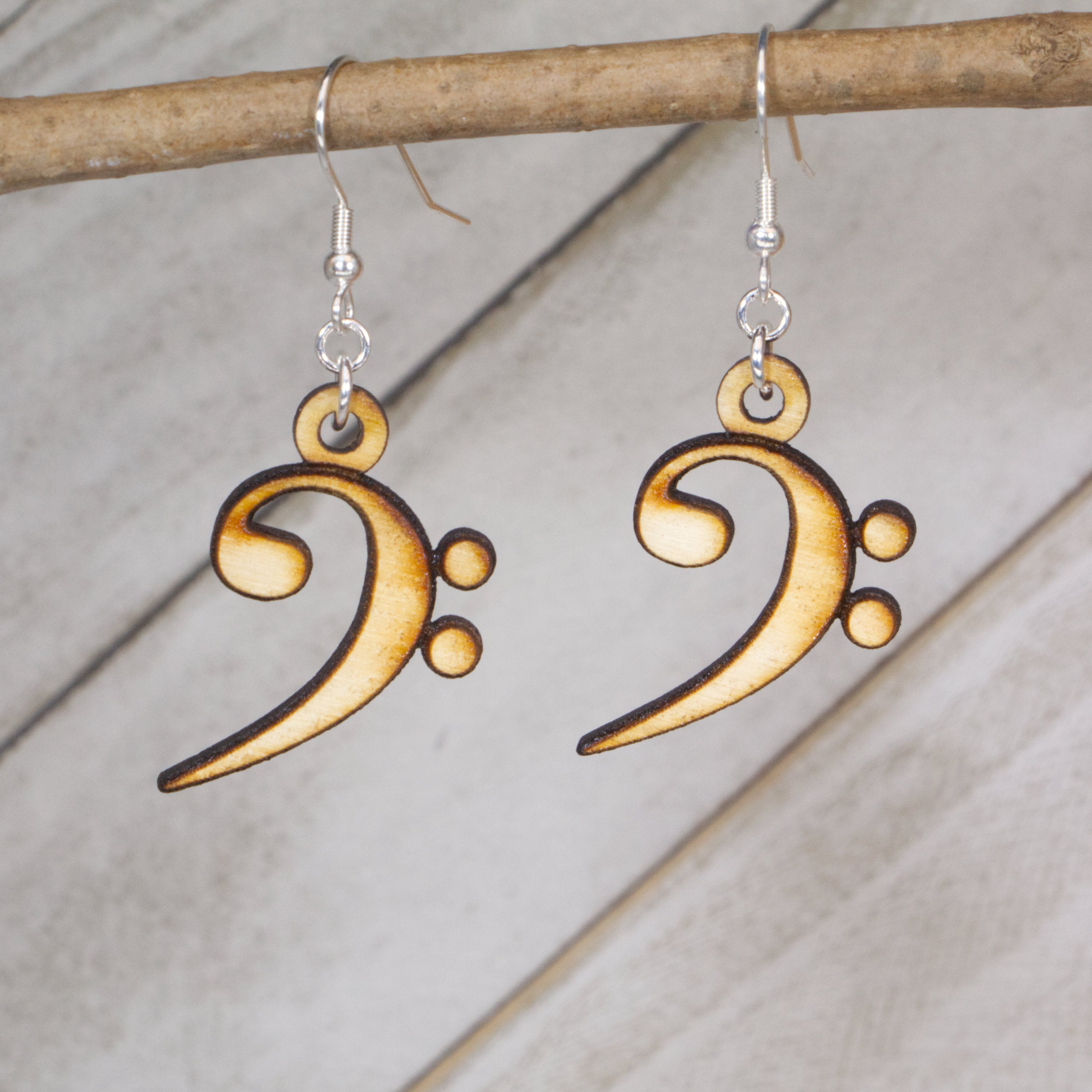Bass Clef Wooden Dangle Earrings | Music Note Jewelry for Musicians ...
