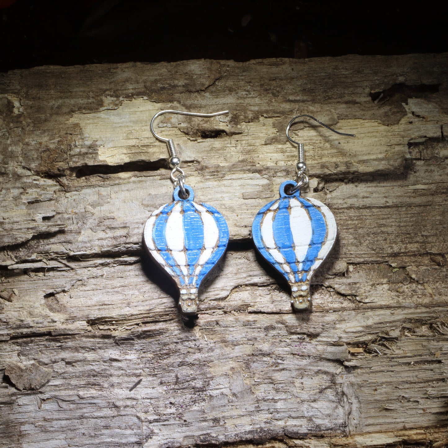 Hot Air Balloon Wooden Dangle Earrings | Travel Jewelry