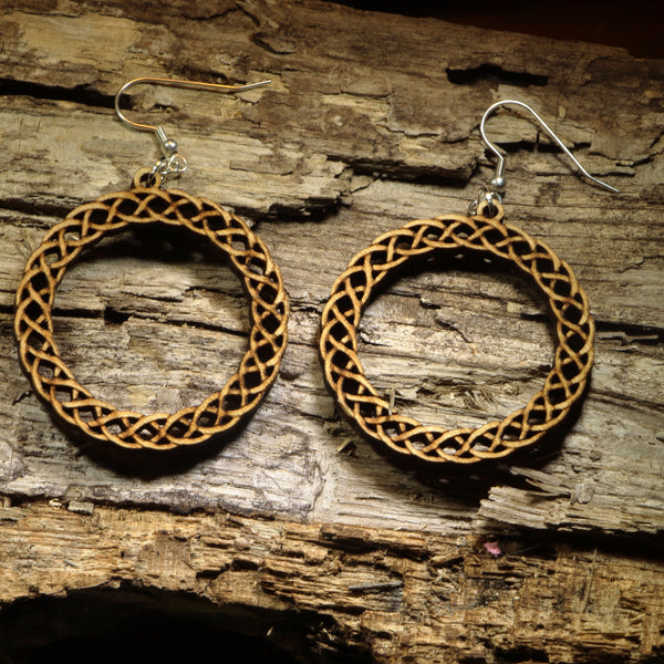 Celtic Knot Hoop Wooden Dangle Earrings | Celtic Jewelry