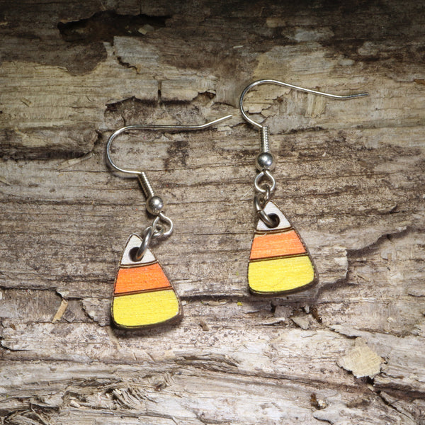 Candy Corn Wooden Earrings | Halloween Sweet Treat Jewelry