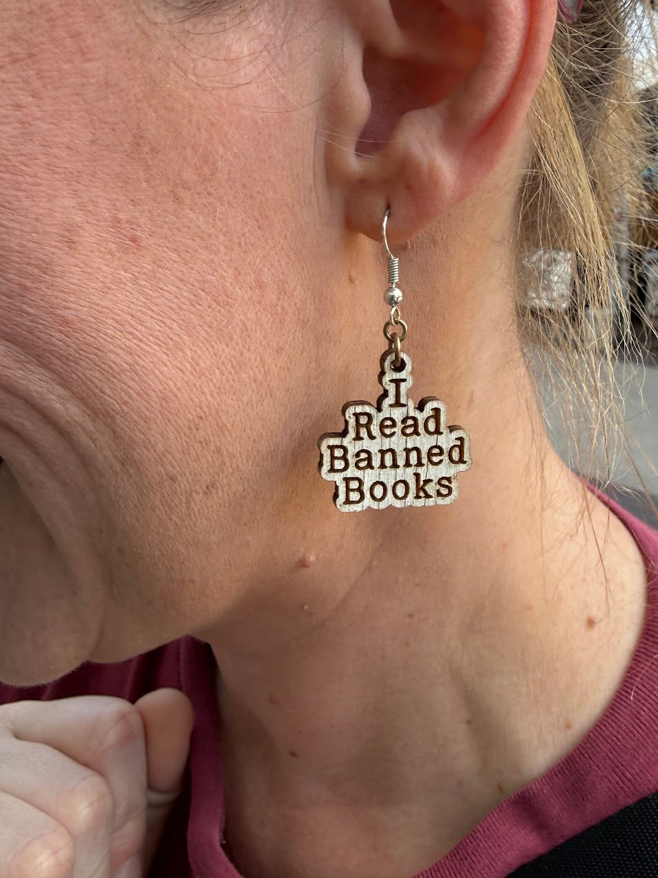 I Read Banned Books Wooden Earrings | Book Lover Literary Jewelry