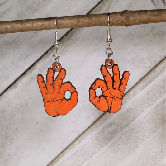 A-OK Wooden Dangle Earrings