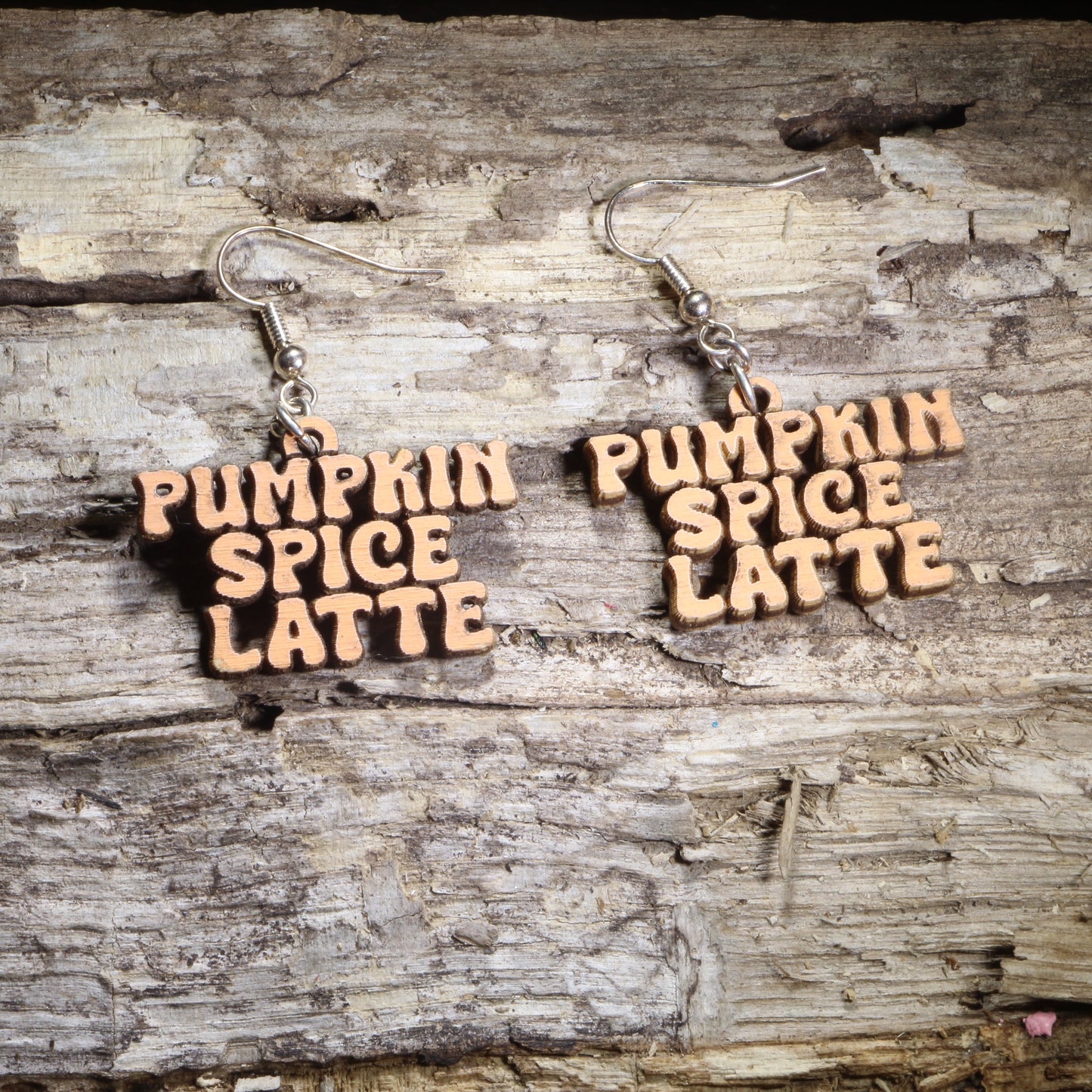 Pumpkin Spice Latte Wooden Dangle Earrings | Coffee Lover Jewelry