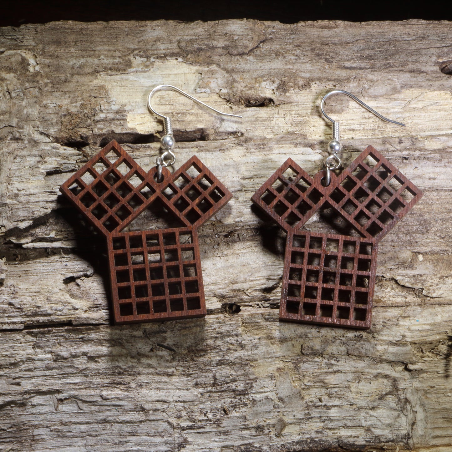 Handcrafted Pythagorean Theorem wooden dangle earrings featuring the iconic a² + b² = c² math formula engraved on lightweight laser-cut wood. Finished with hypoallergenic .925 sterling silver hooks, these earrings are perfect for math teachers, geometry students, STEM educators, mathematicians, and anyone who loves mathematics and geeky science jewelry.