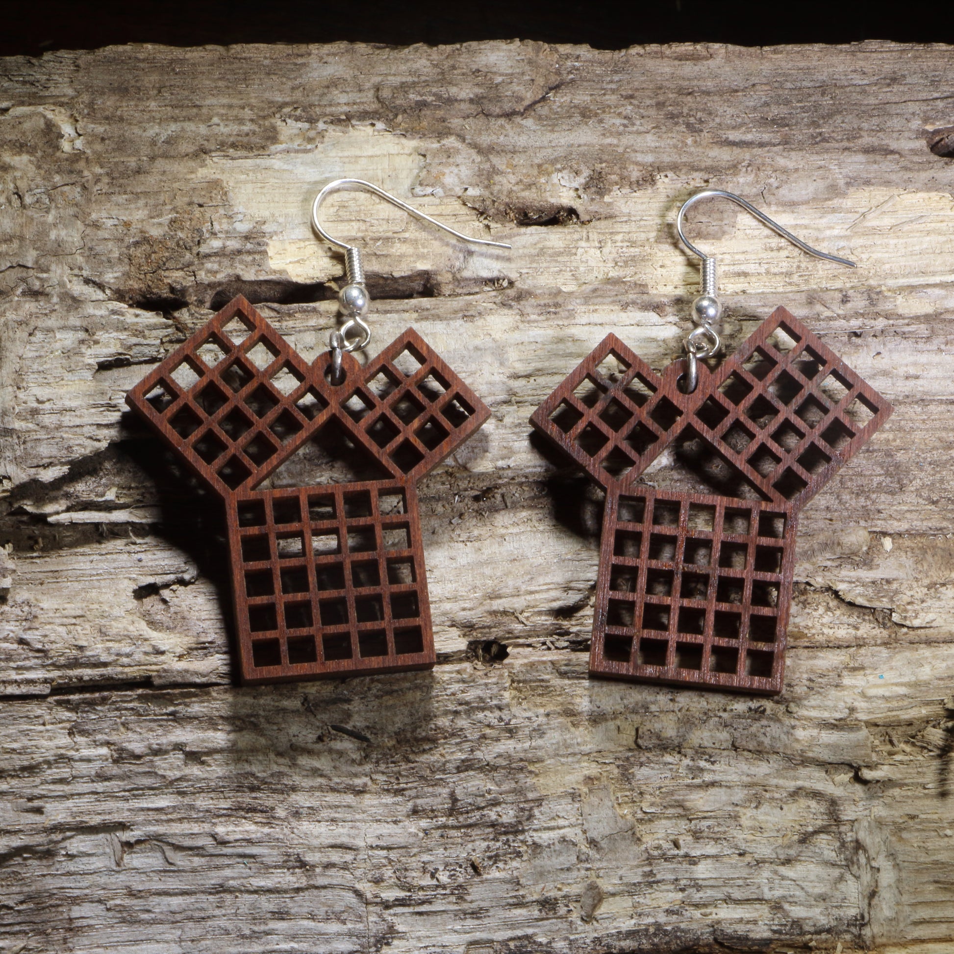 Handcrafted Pythagorean Theorem wooden dangle earrings featuring the iconic a² + b² = c² math formula engraved on lightweight laser-cut wood. Finished with hypoallergenic .925 sterling silver hooks, these earrings are perfect for math teachers, geometry students, STEM educators, mathematicians, and anyone who loves mathematics and geeky science jewelry.