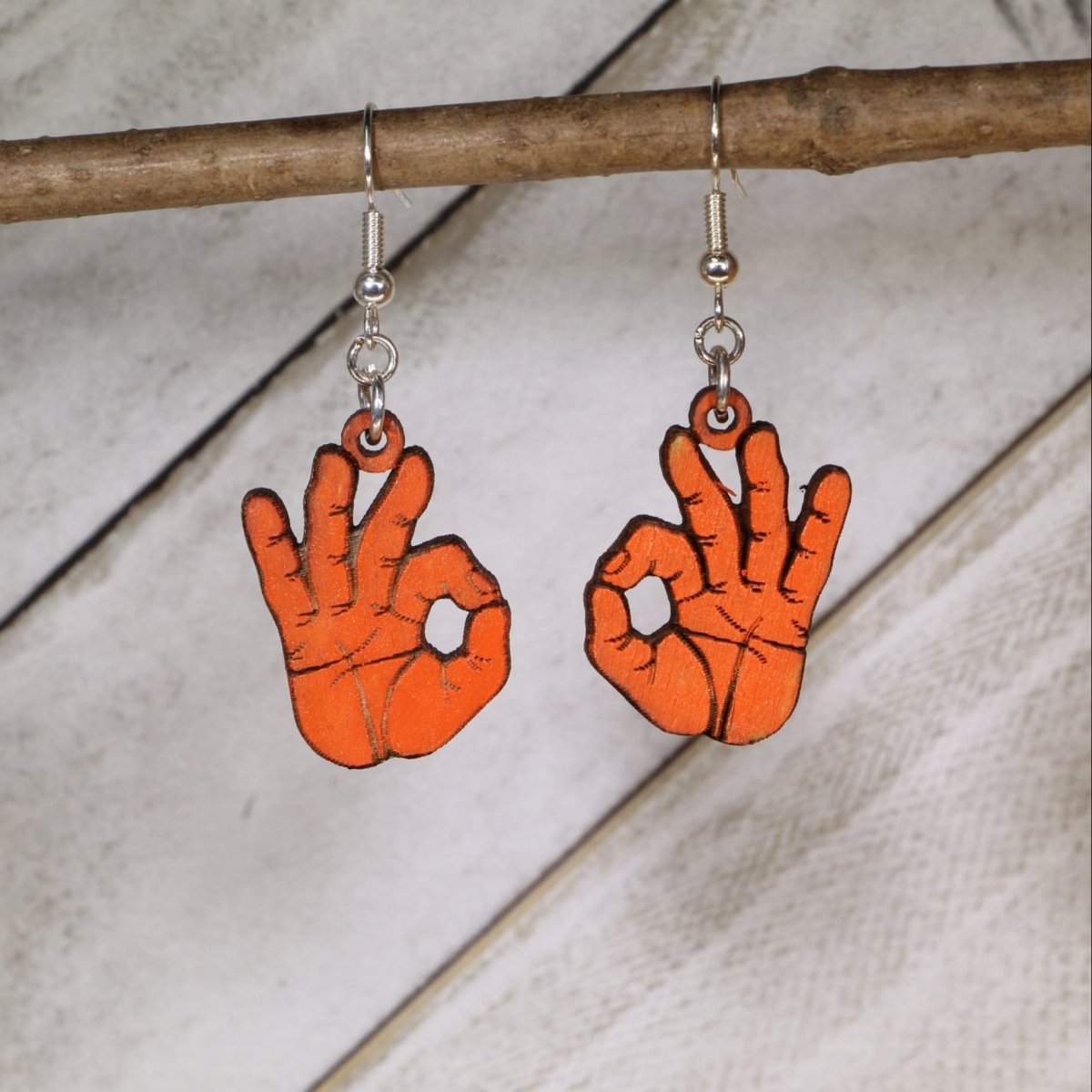 A - OK Wooden Dangle Earrings - Cate's Concepts, LLC