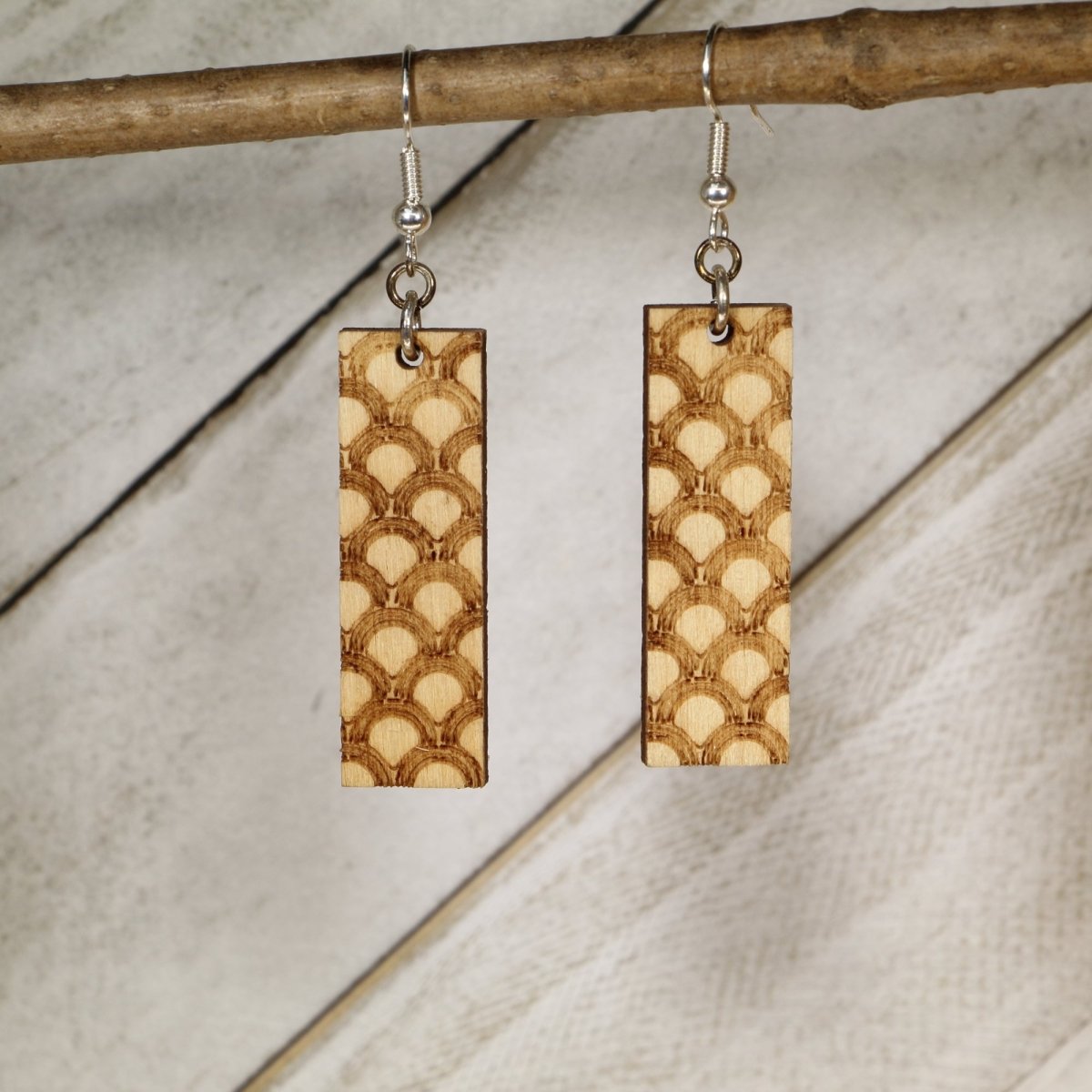 Art Deco Fan Bar Wooden Dangle Earrings - Dangle - Cate's Concepts, LLC