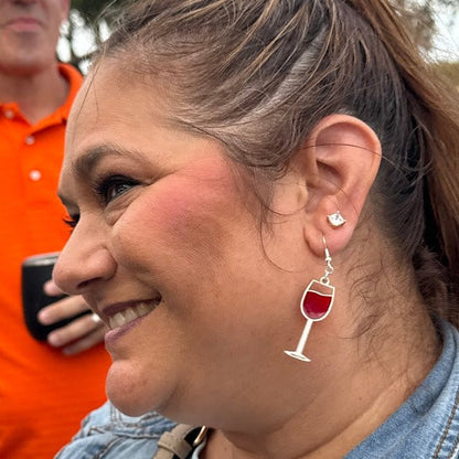 Artisan Wine Glass Resin Wood Earrings - Rustic Chic Jewelry for Wine Lovers - Cate's Concepts, LLC