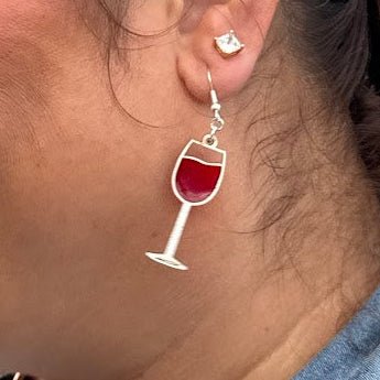 Artisan Wine Glass Resin Wood Earrings - Rustic Chic Jewelry for Wine Lovers - Cate's Concepts, LLC