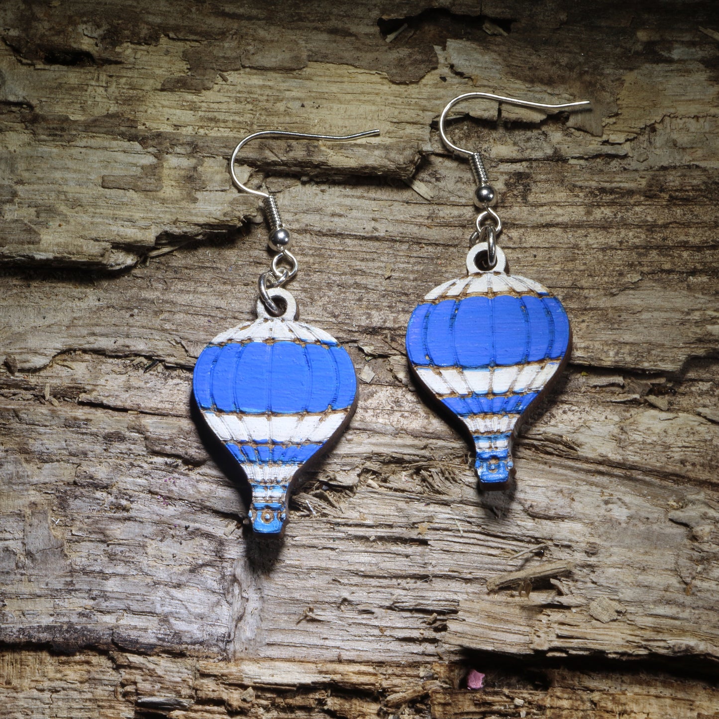 Hot Air Balloon Wooden Dangle Earrings | Travel Jewelry