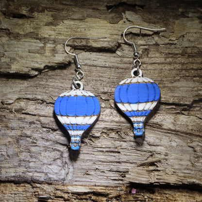 Hot Air Balloon Wooden Dangle Earrings | Travel Jewelry