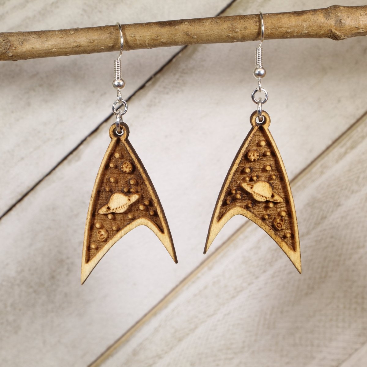 Cosmic Trek Wooden Dangle Earrings - Cate's Concepts, LLC