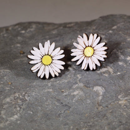 Daisy Delight Wooden Earrings - Studs - Cate's Concepts, LLC