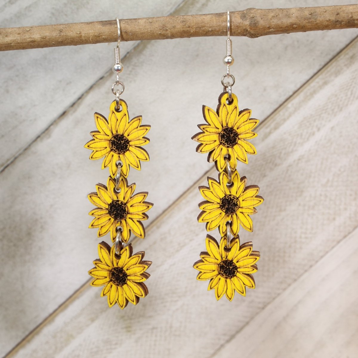 Enchanted Sunflower Chain Dangle Earrings - Cate's Concepts, LLC