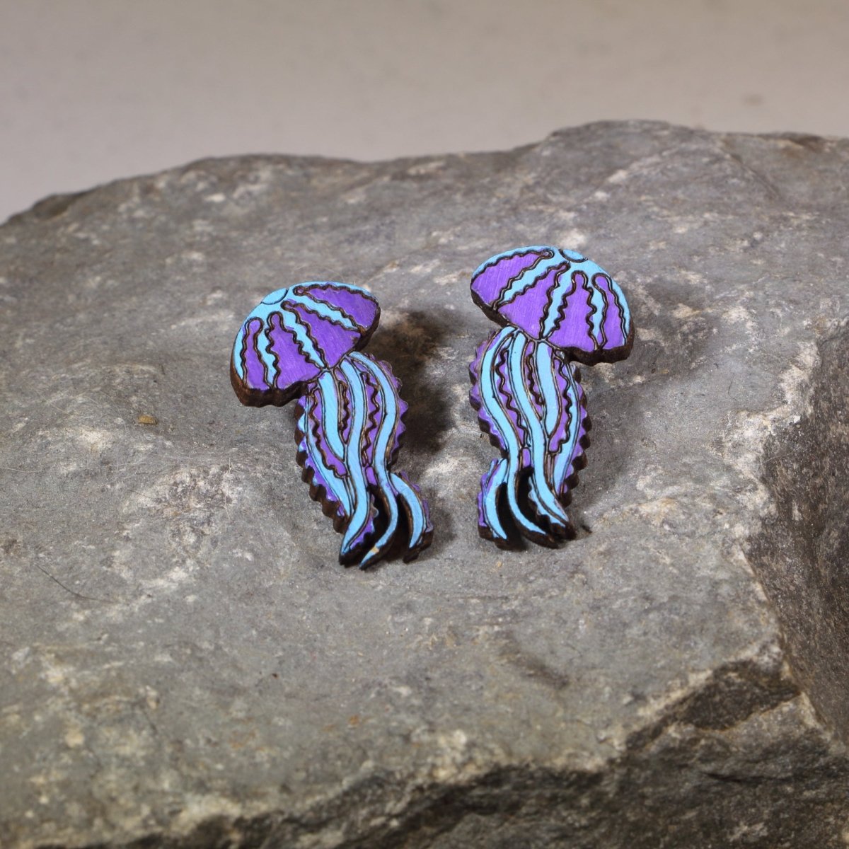 Ethereal Jellyfish Wooden Dangle Earrings - Stud - Cate's Concepts, LLC