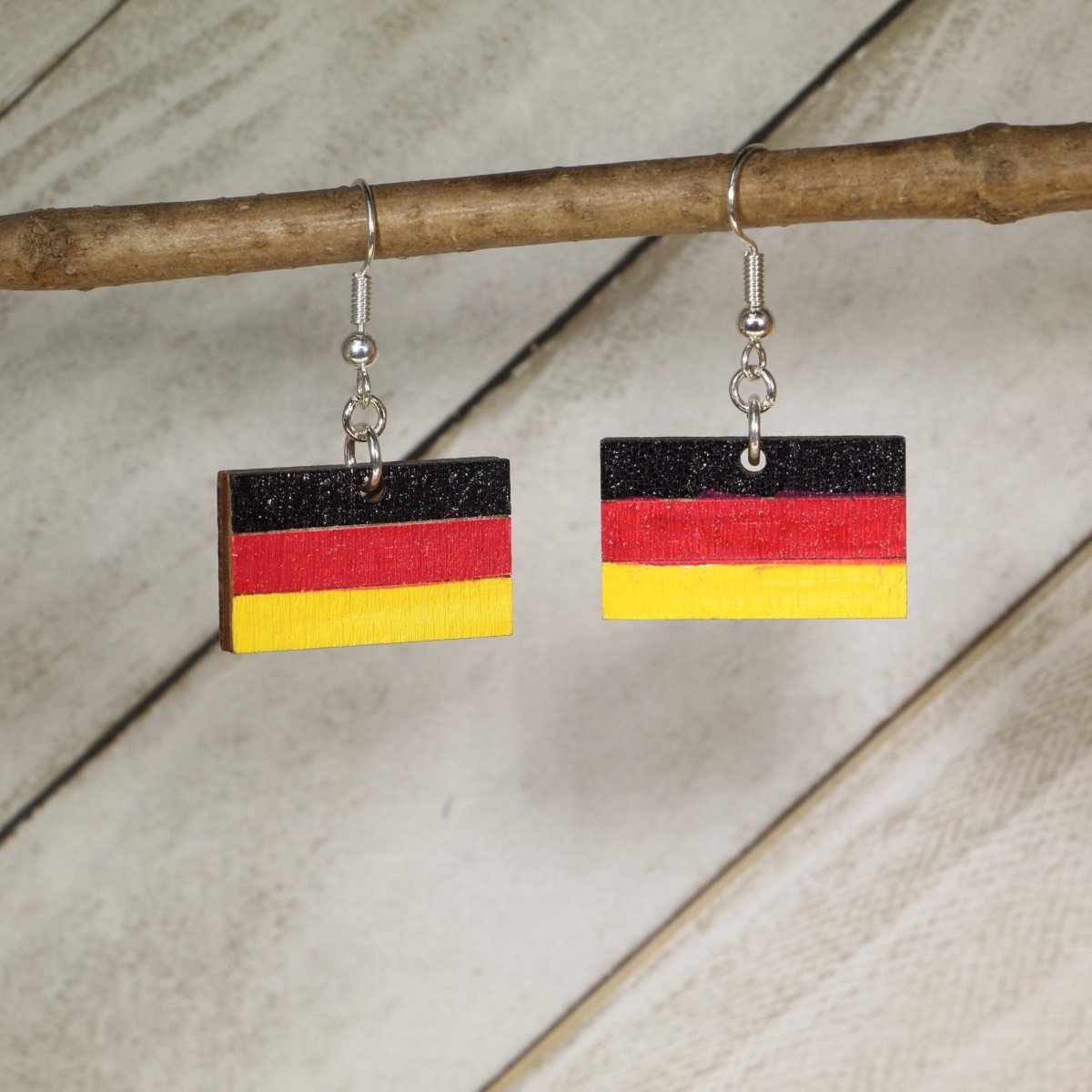 German Flag Spirit Wooden Dangle Earrings - Dangle - Cate's Concepts, LLC