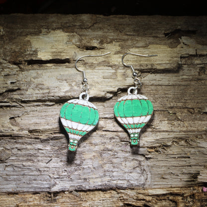 Hot Air Balloon Wooden Dangle Earrings | Travel Jewelry