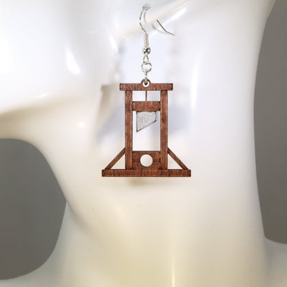 Guillotine Wooden Dangle Earrings - - Cate's Concepts, LLC